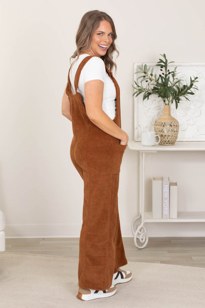 Classic Relaxed Wide-Leg Corduroy Overalls