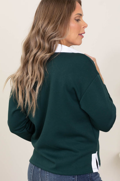 Classic Contrast Two-Tone Collared Top