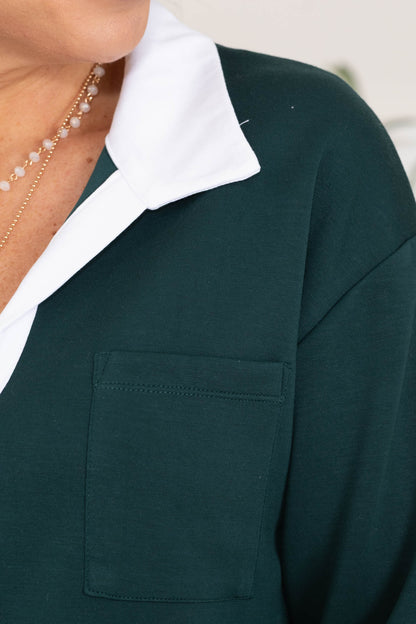Classic Contrast Two-Tone Collared Top