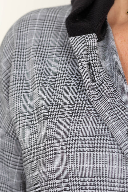 Charcoal Plaid Hooded Button Up Shacket
