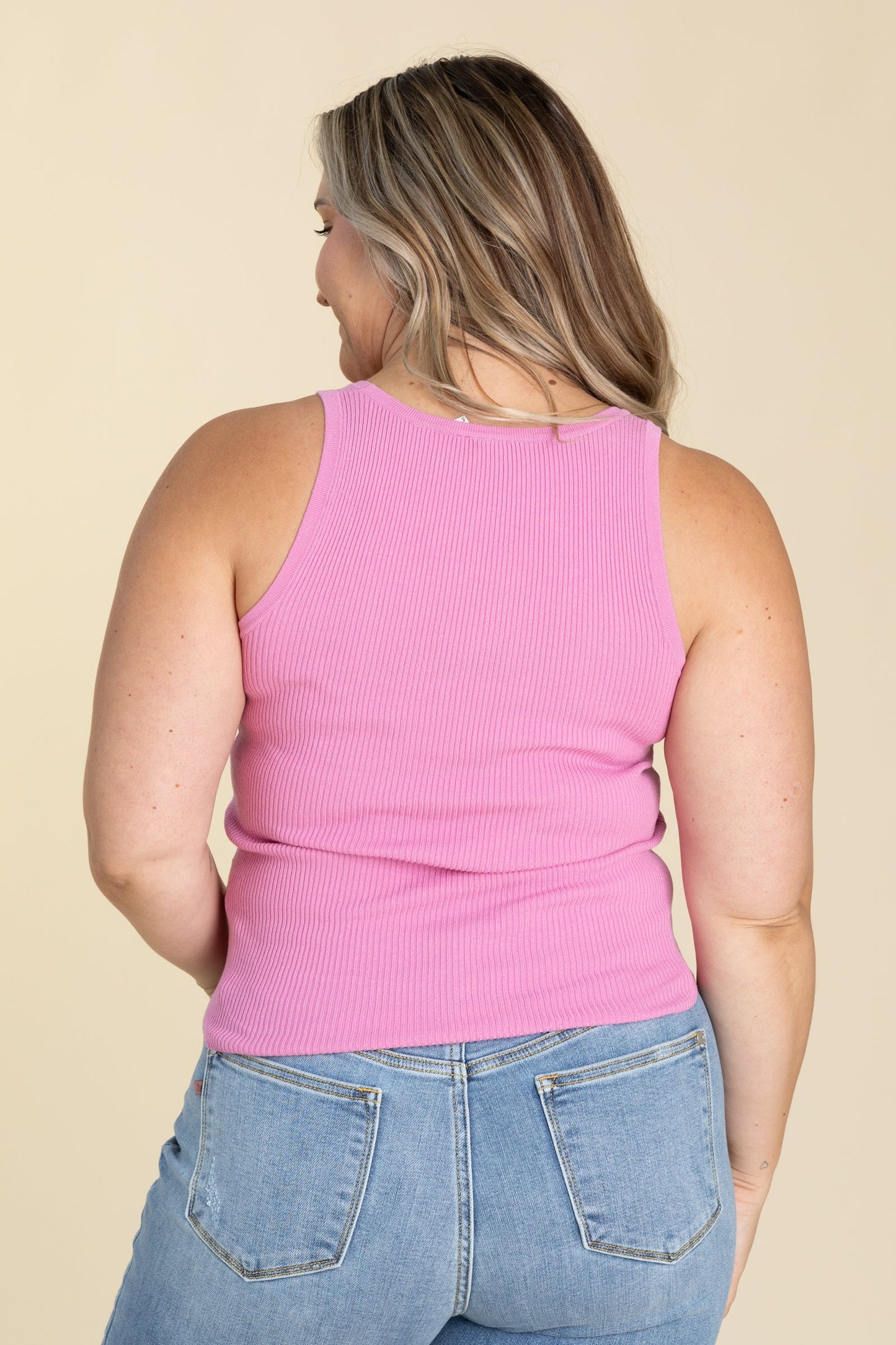 Classic Ribbed Scoop Neckline Knit Tank