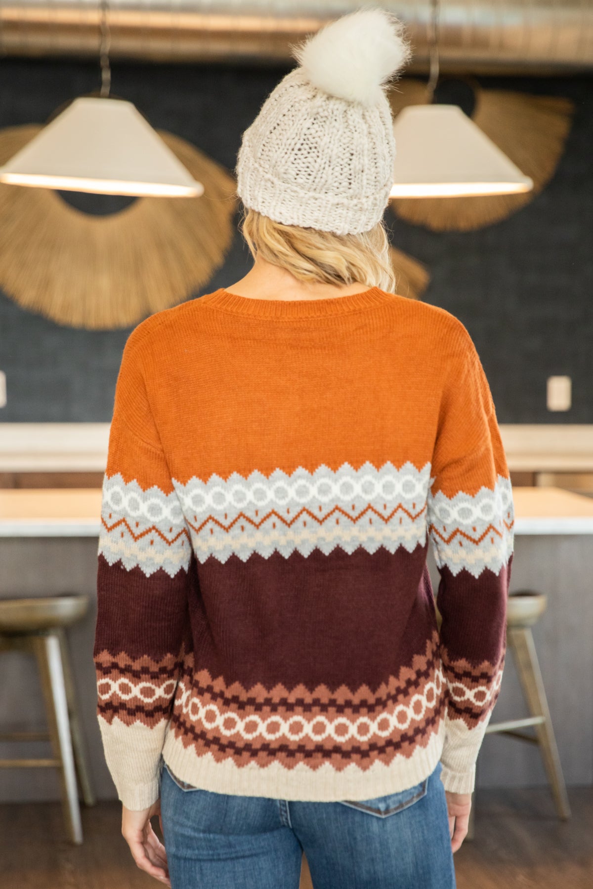 Brown and Camel Fair Isle Sweater