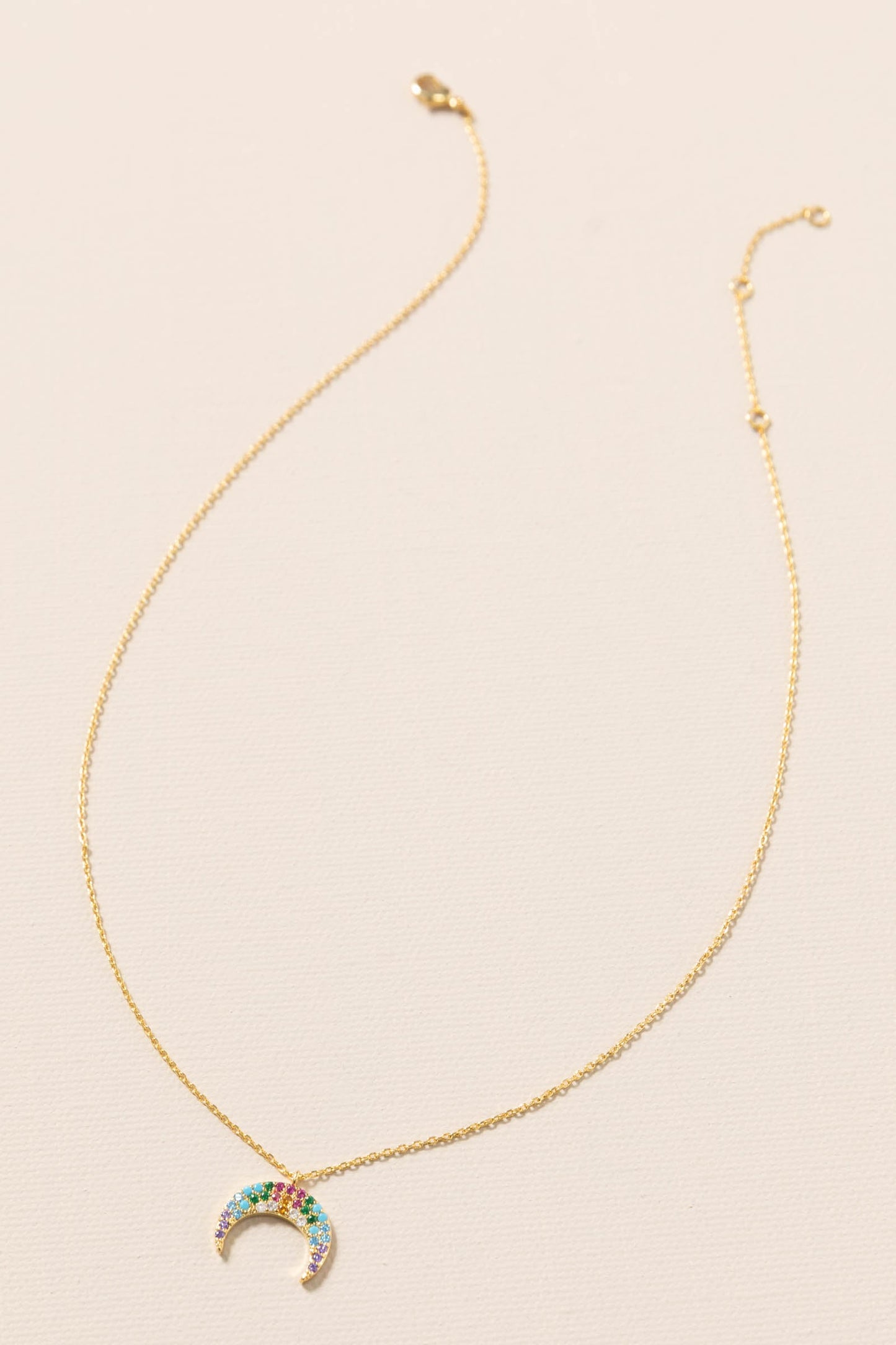 Celestial Pave CZ Crescent Moon Necklaces