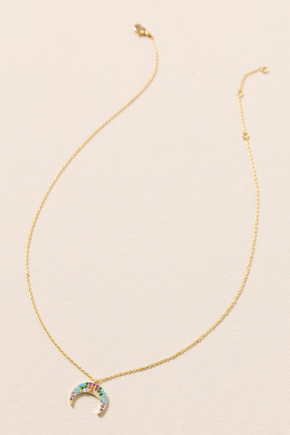 Celestial Pave CZ Crescent Moon Necklaces