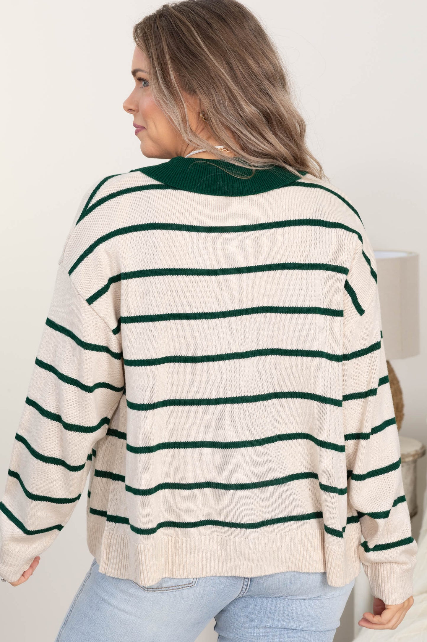 Casual Stripe Button Down Sweaters