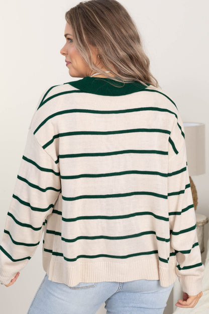 Casual Stripe Button Down Sweaters