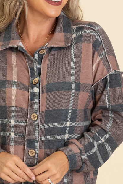 Brown Plaid Lightweight Shacket