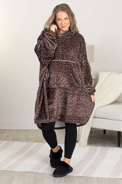 Coco Leopard Cozy Blanket Hoodie