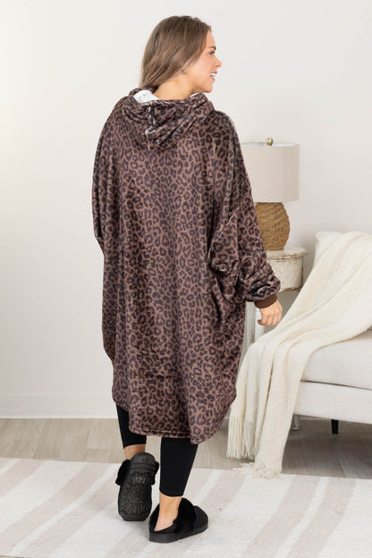 Coco Leopard Cozy Blanket Hoodie