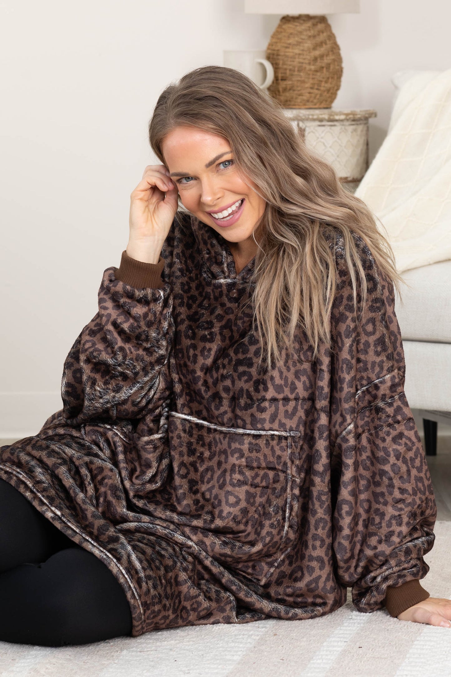 Coco Leopard Cozy Blanket Hoodie