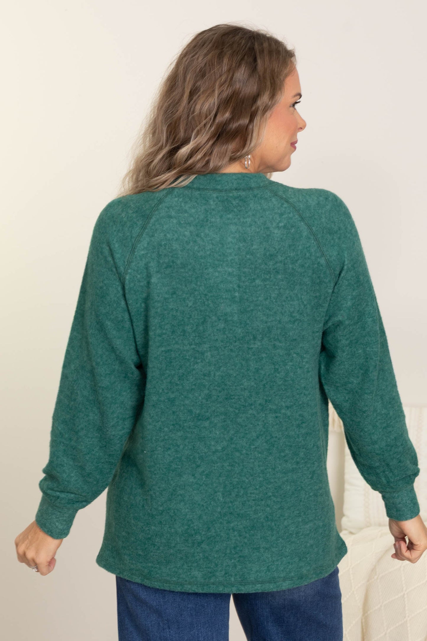 Brushed Melange Button Knit Top