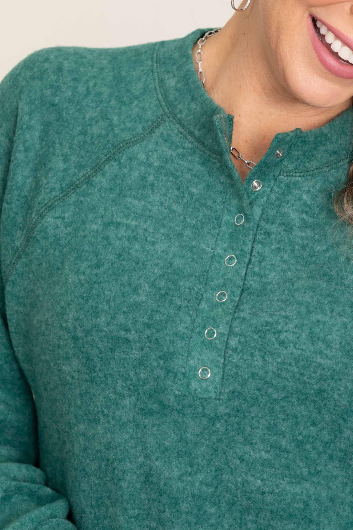 Brushed Melange Button Knit Top