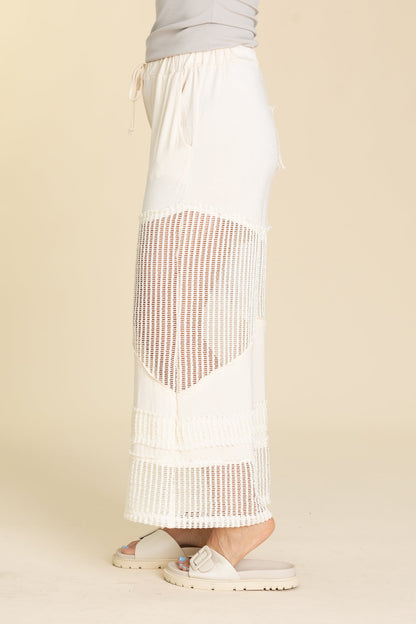 Contrast See Through Elastic Waist Pants