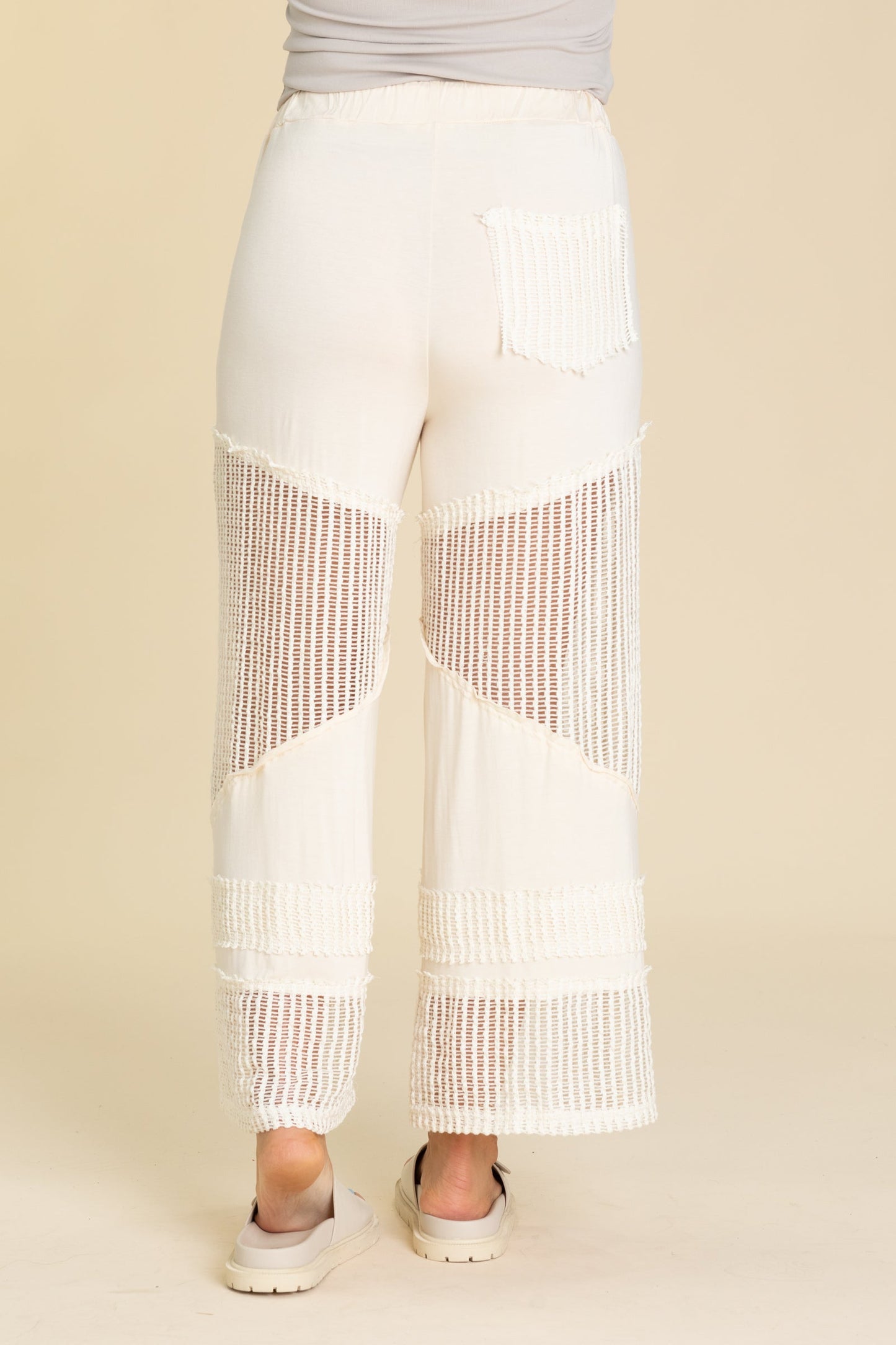 Contrast See Through Elastic Waist Pants