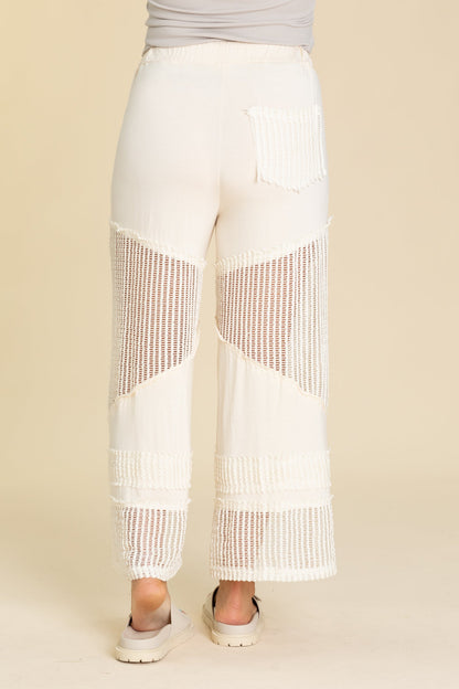 Contrast See Through Elastic Waist Pants