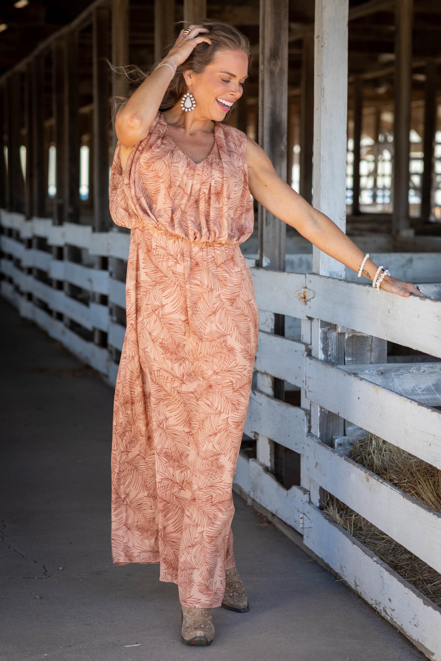 Cinnamon Printed Sleeveless Maxi Dress