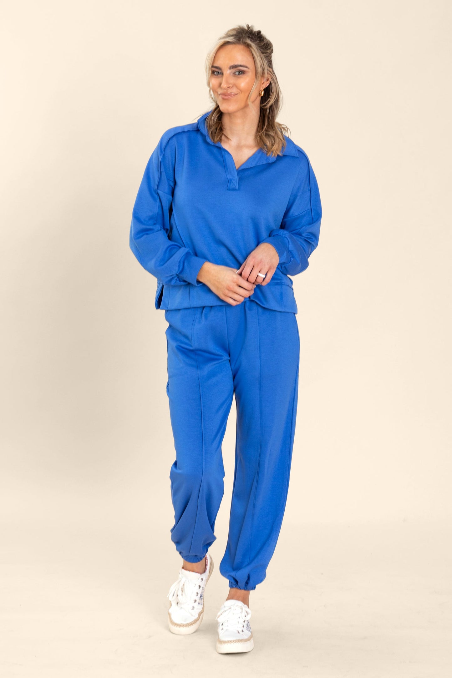 Collared V-Neck Scuba Sweatshirt