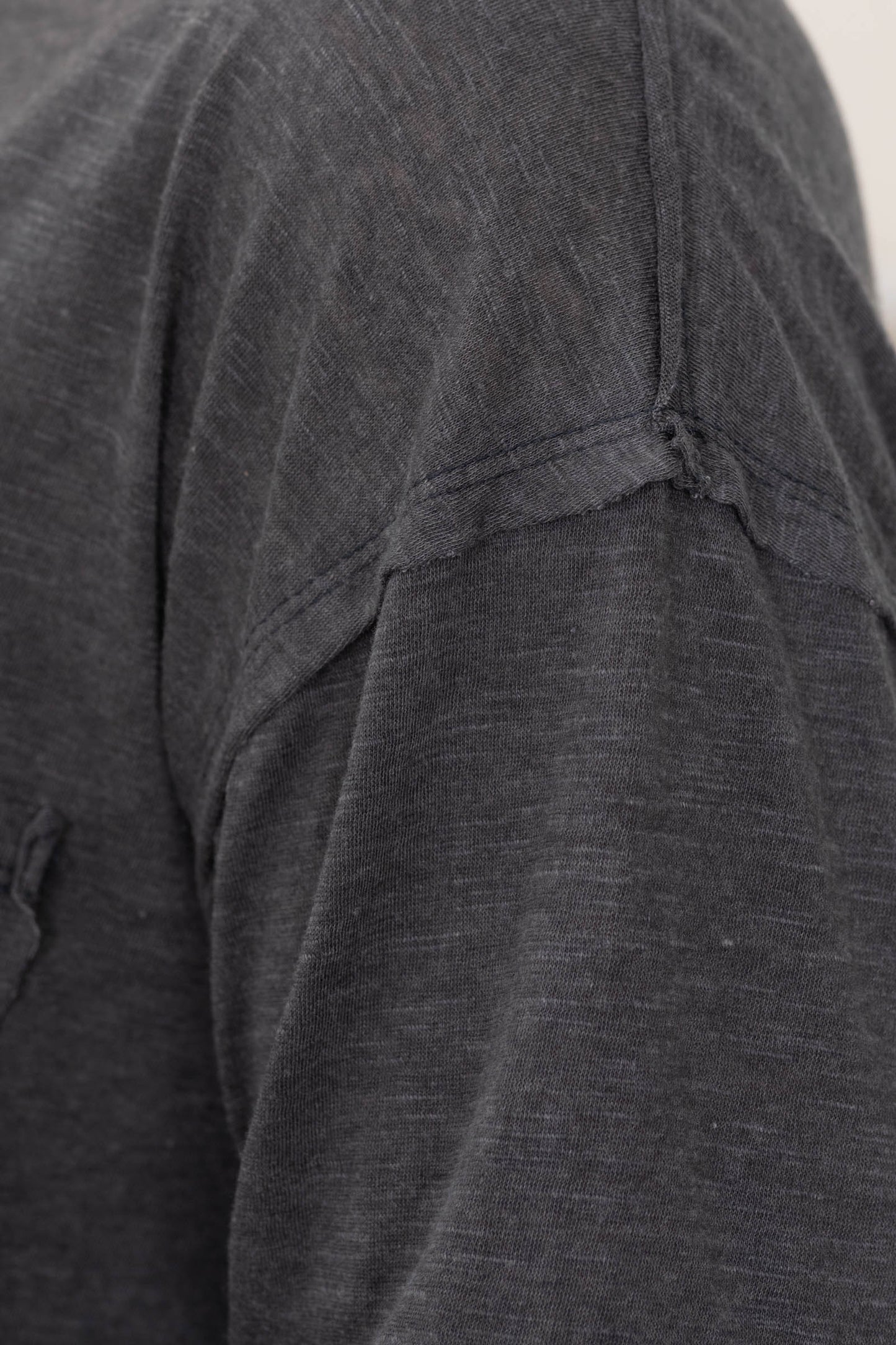 Charcoal Mineral Washed Round Neck Knit Top