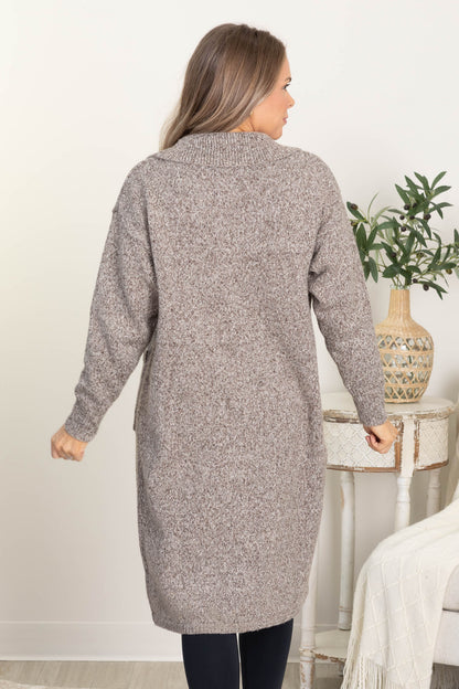 Brown Collared Maxi Sweater Cardigan Jacket