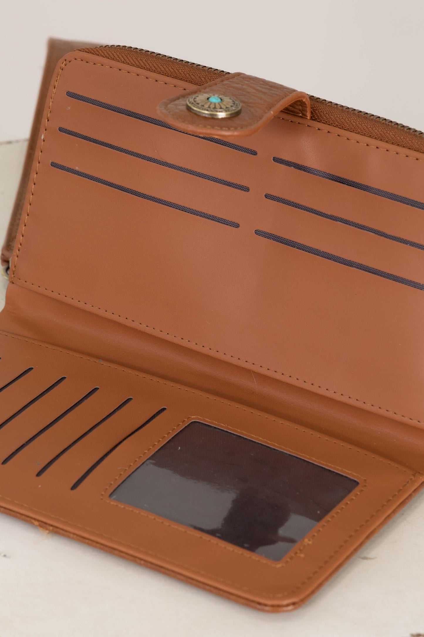 Cognac Western Wallet With Wristlet