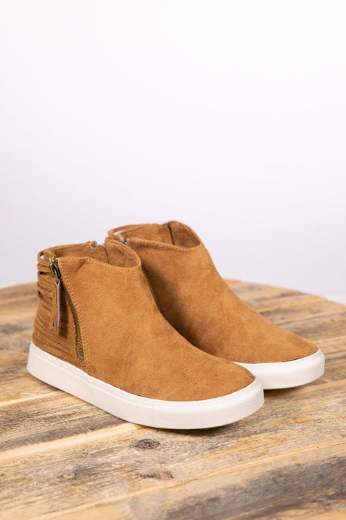 Camel Faux Suede Side Zip Shoe