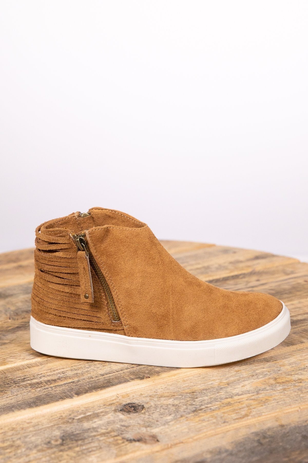 Camel Faux Suede Side Zip Shoe