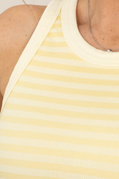 Contrast Stripe Reversible Knit Tank Tops
