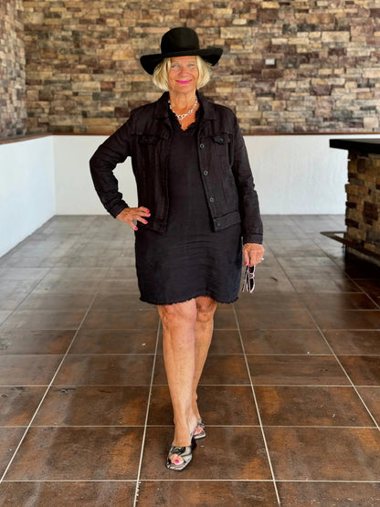 LULU-B BLACK LINEN DRESS
