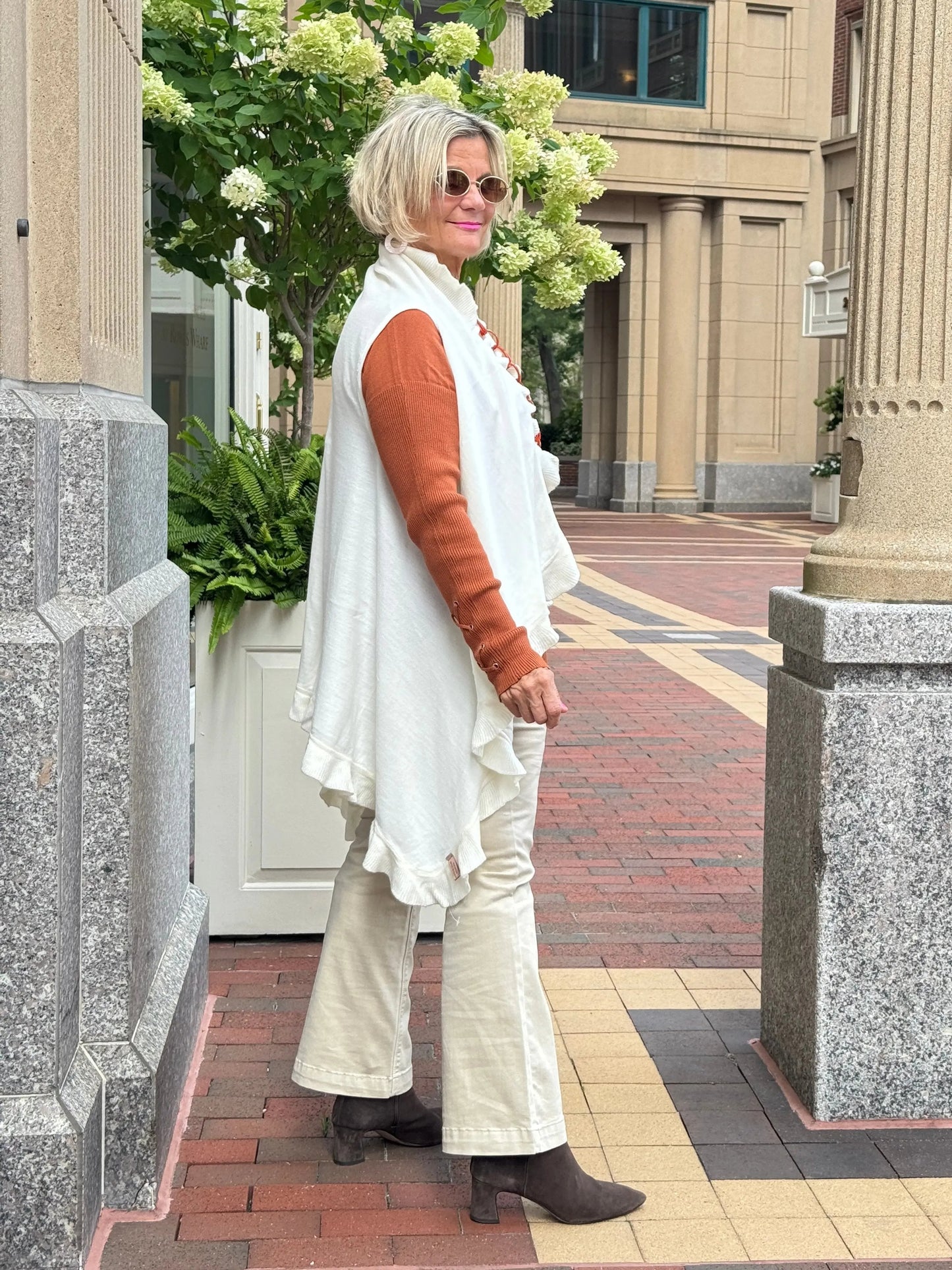 Cream ruffle Vest