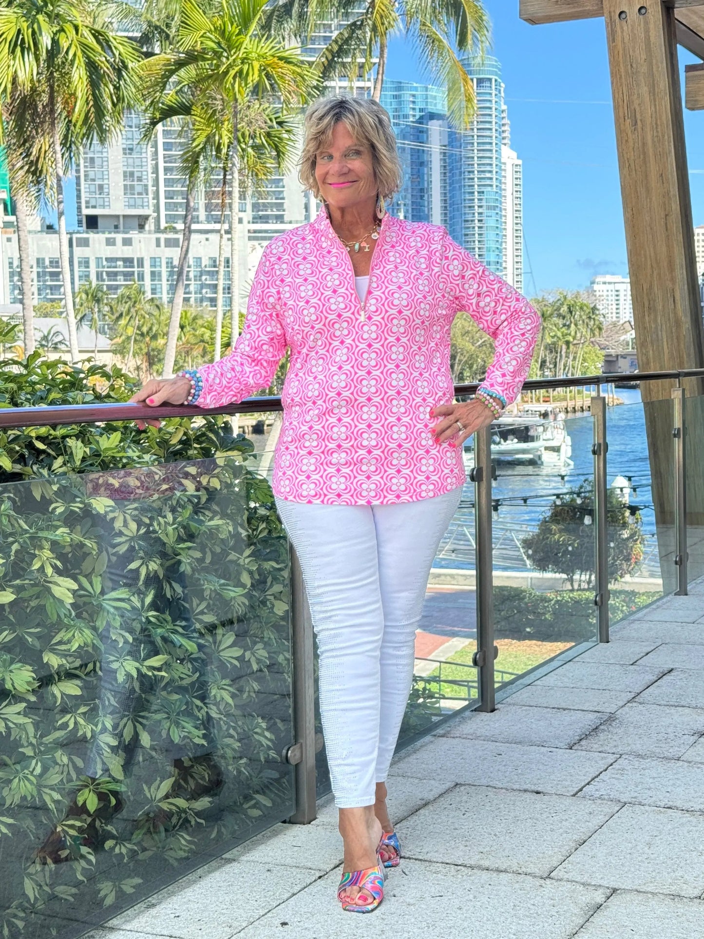 LULU B TROPIC PETALS ZIPPER TOP