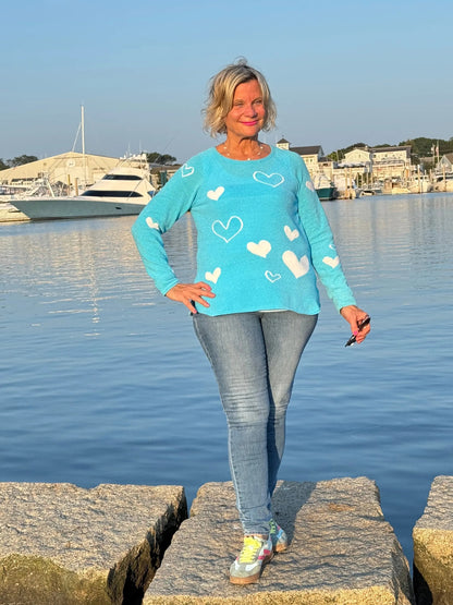 AQUA HEART CHENILLE SWEATER