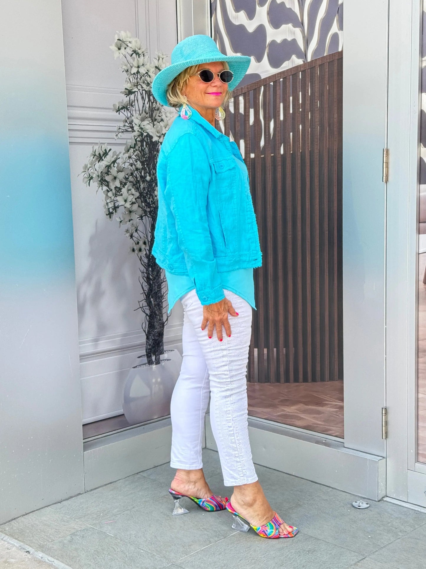 LULU B AQUA LINEN JACKET