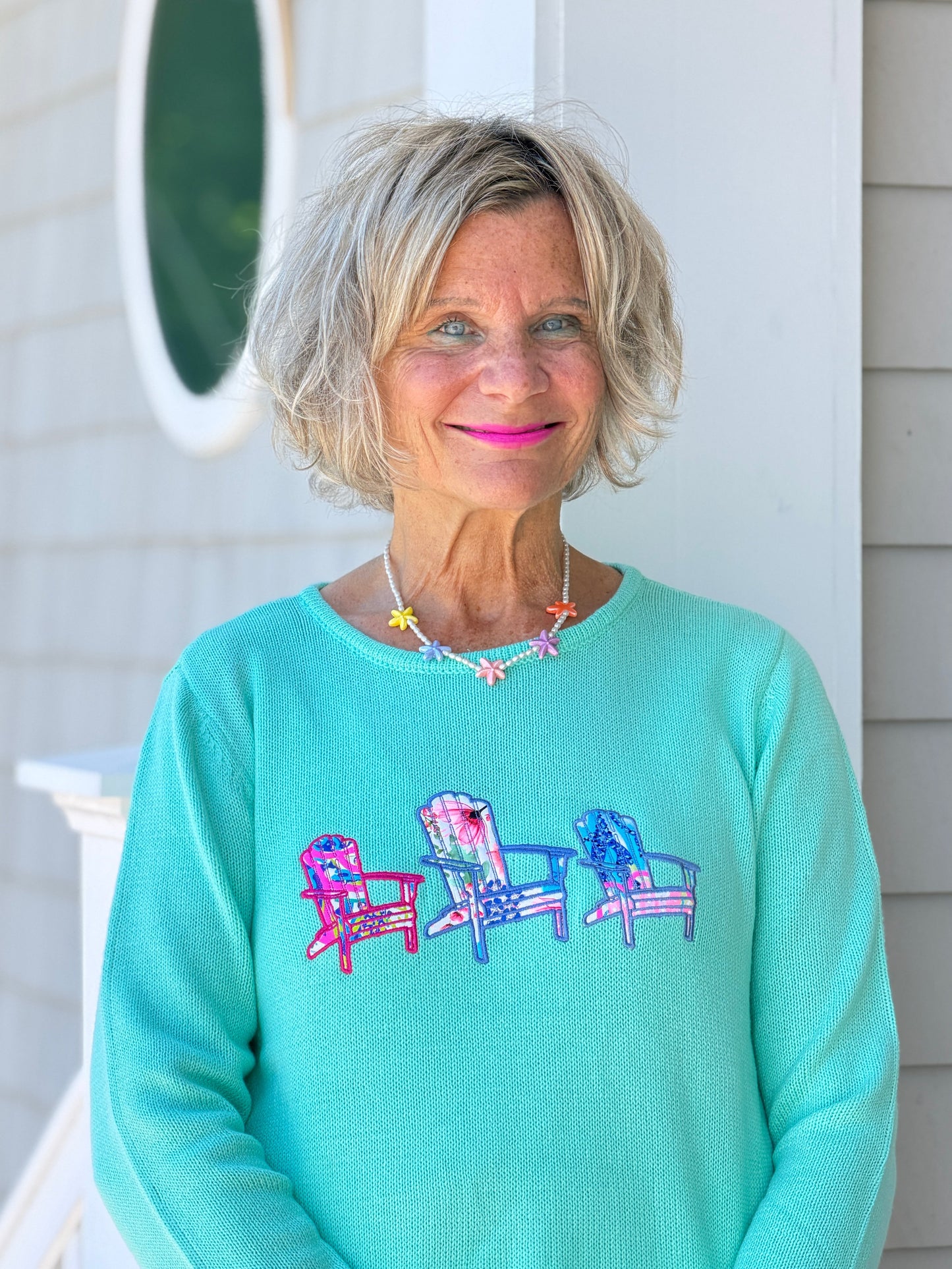 BEACH CLUB SEAFOAM ADIRONDACK SWEATER