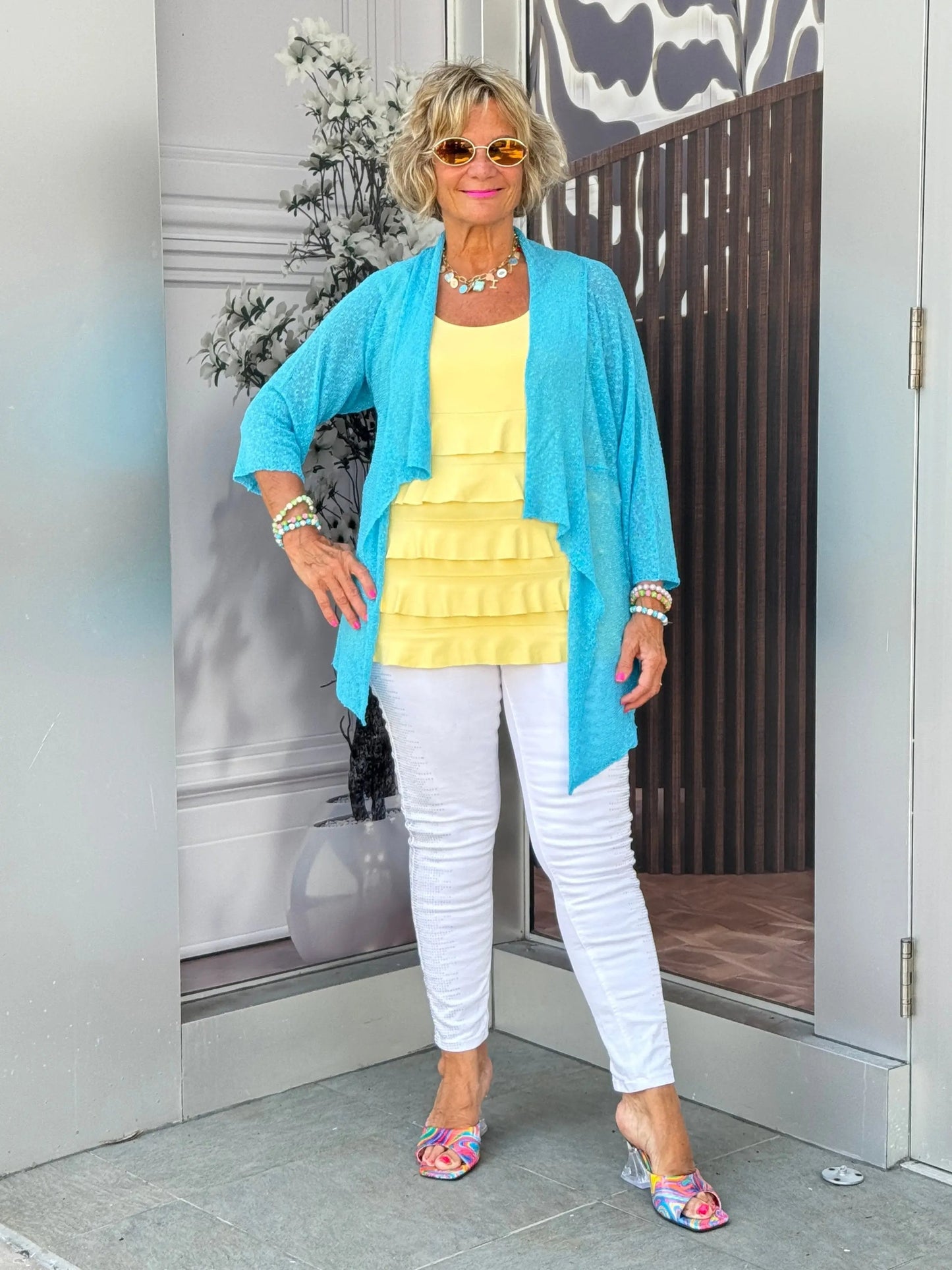 LULU-B AQUA MESH RUFFLE WRAP