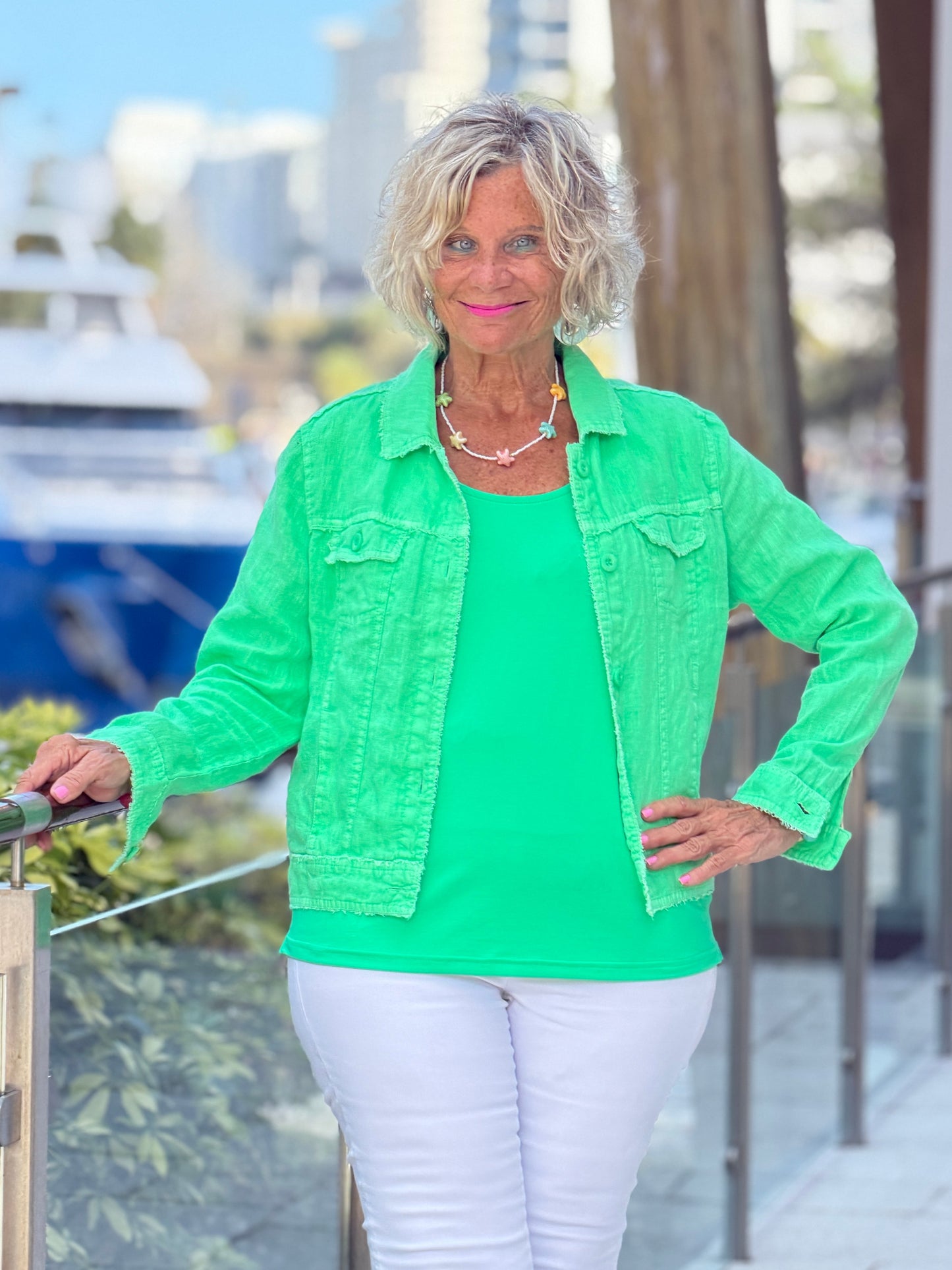 LULU B COASTAL GREEN LINEN JACKET