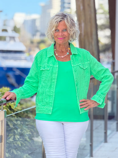 LULU B COASTAL GREEN LINEN JACKET