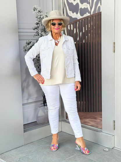 LULU B  STONE SEERSUCKER JACKET