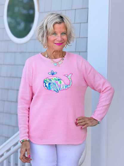 BEACH CLUB WHALE PINK SWEATER
