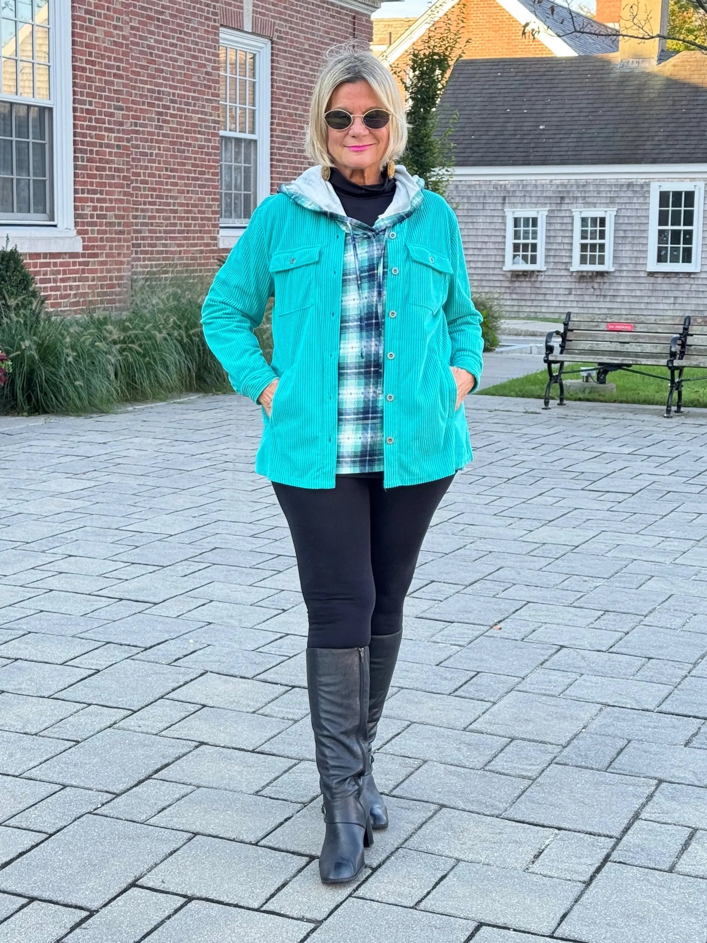 GREEN PLAID HOODIE