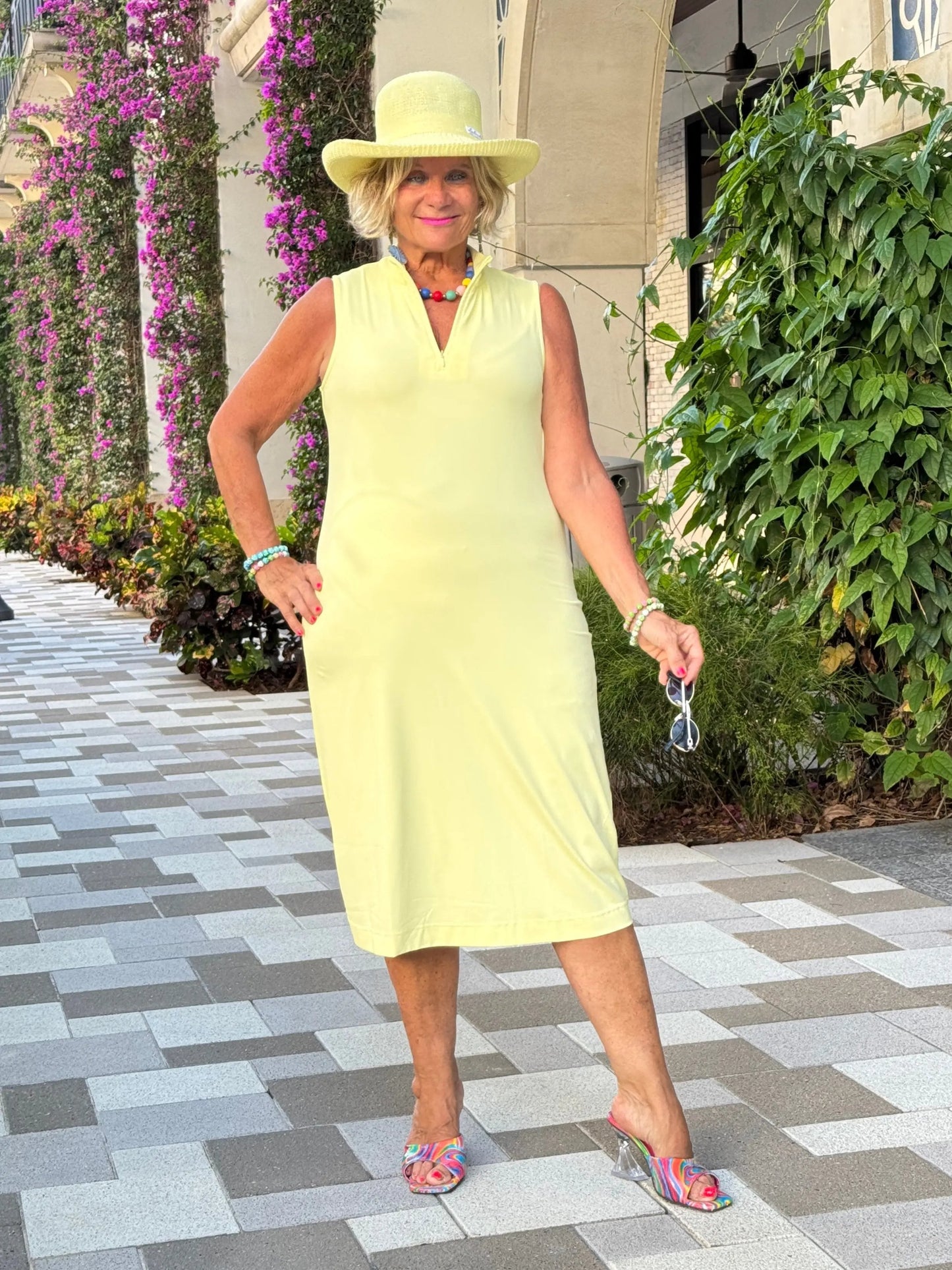 LULU-B SOLID SUNSHINE HALF ZIPPER MIDI