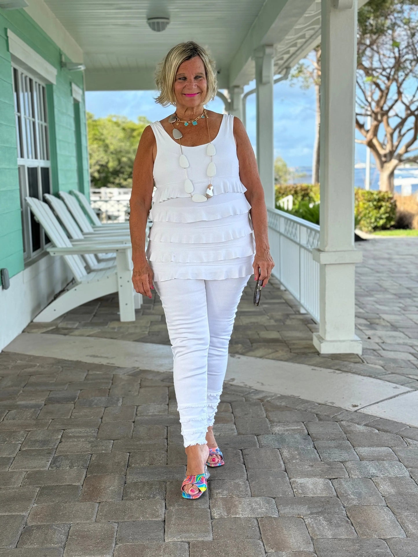 LULU-B SOUTH BEACH WHITE ANKLE JEAN