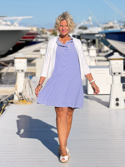 HARBOR BLUE RUFFLE DRESS