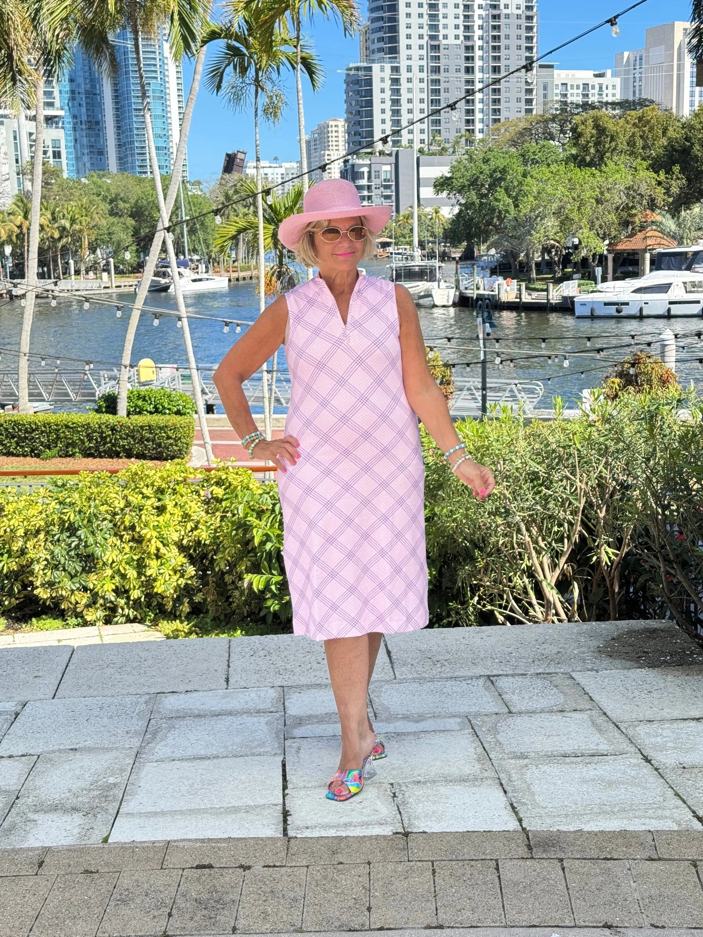 LULU B PINK CHIC MIDI SLEEVELESS 1/4 ZIP MAXI DRESS
