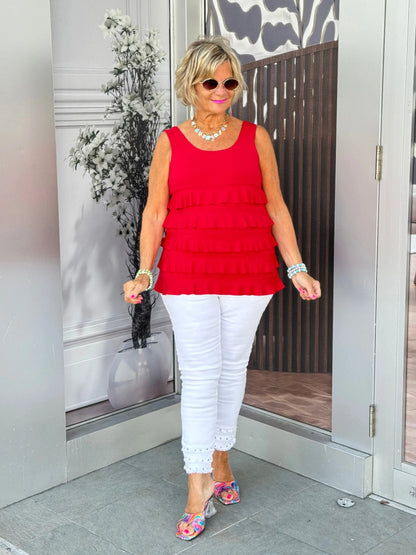 LULU-B CRIMSON RED CHA CHA TANK
