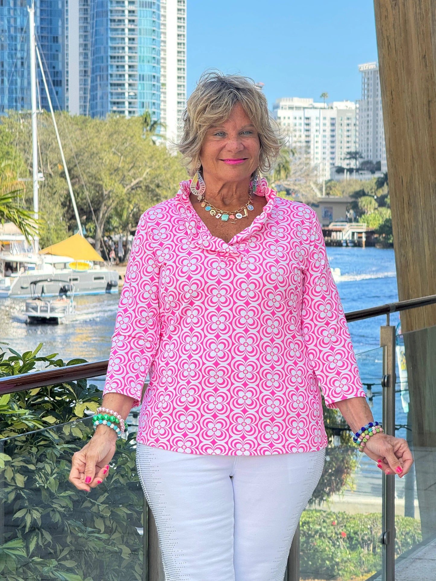 LULU B TROPIC PETALS RUFFLE TOP