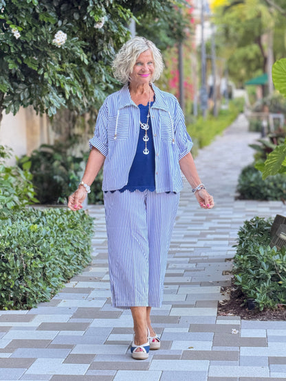 FRENCH RIVIERA NAVY SEERSUCKER JACKET
