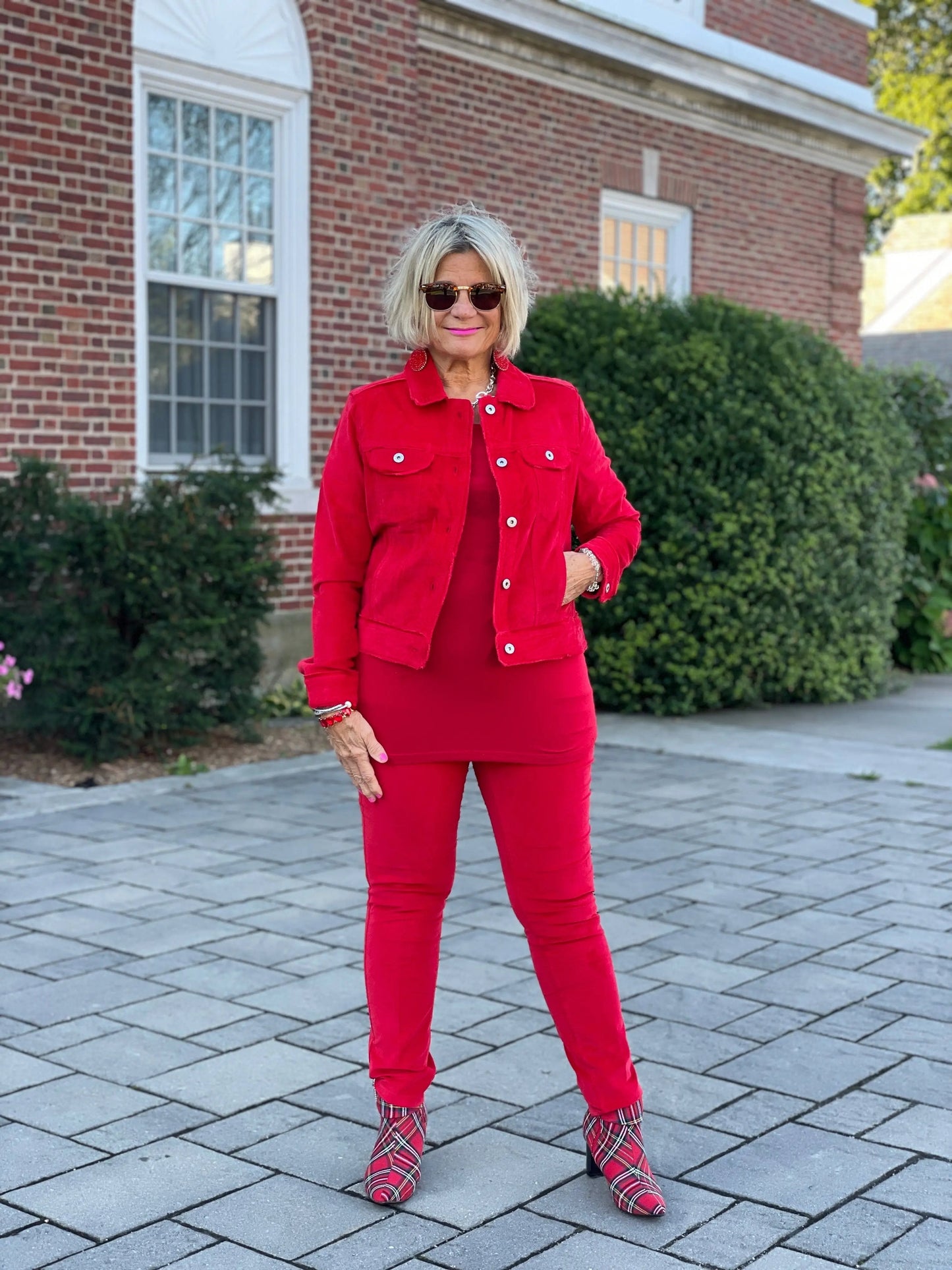 HOLIDAY RED VELOUR JACKET