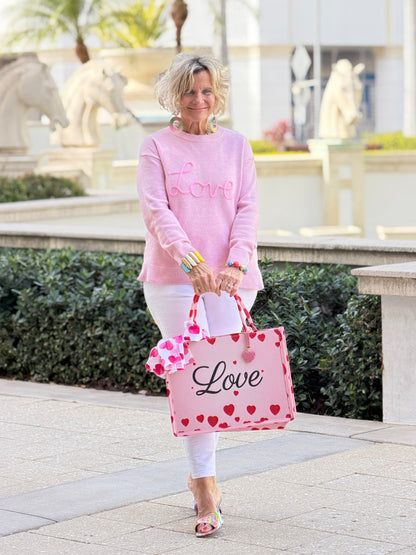 Love Script Graphic Baggy Sweater