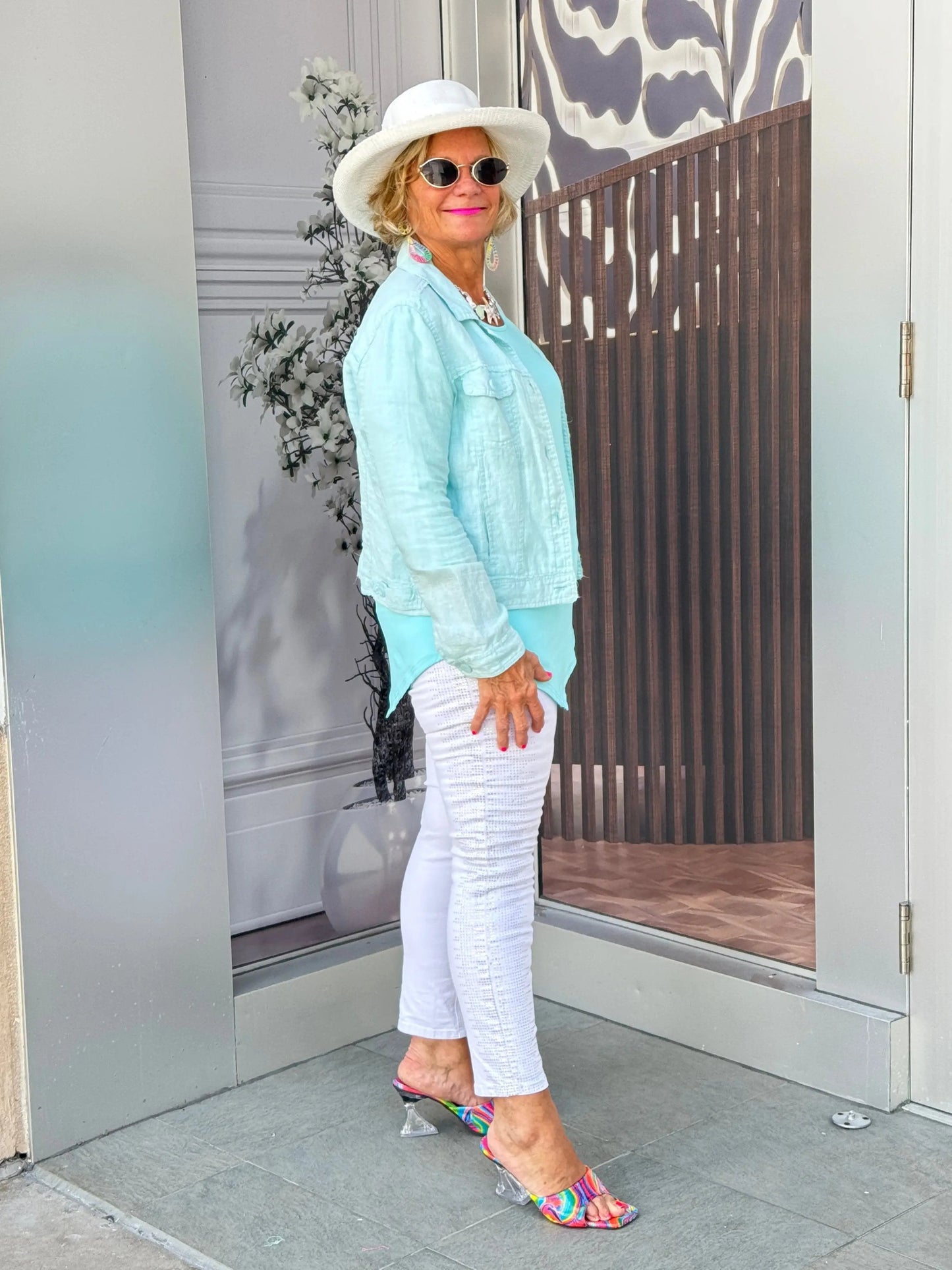 LULU B SEA FOAM LINEN JACKET