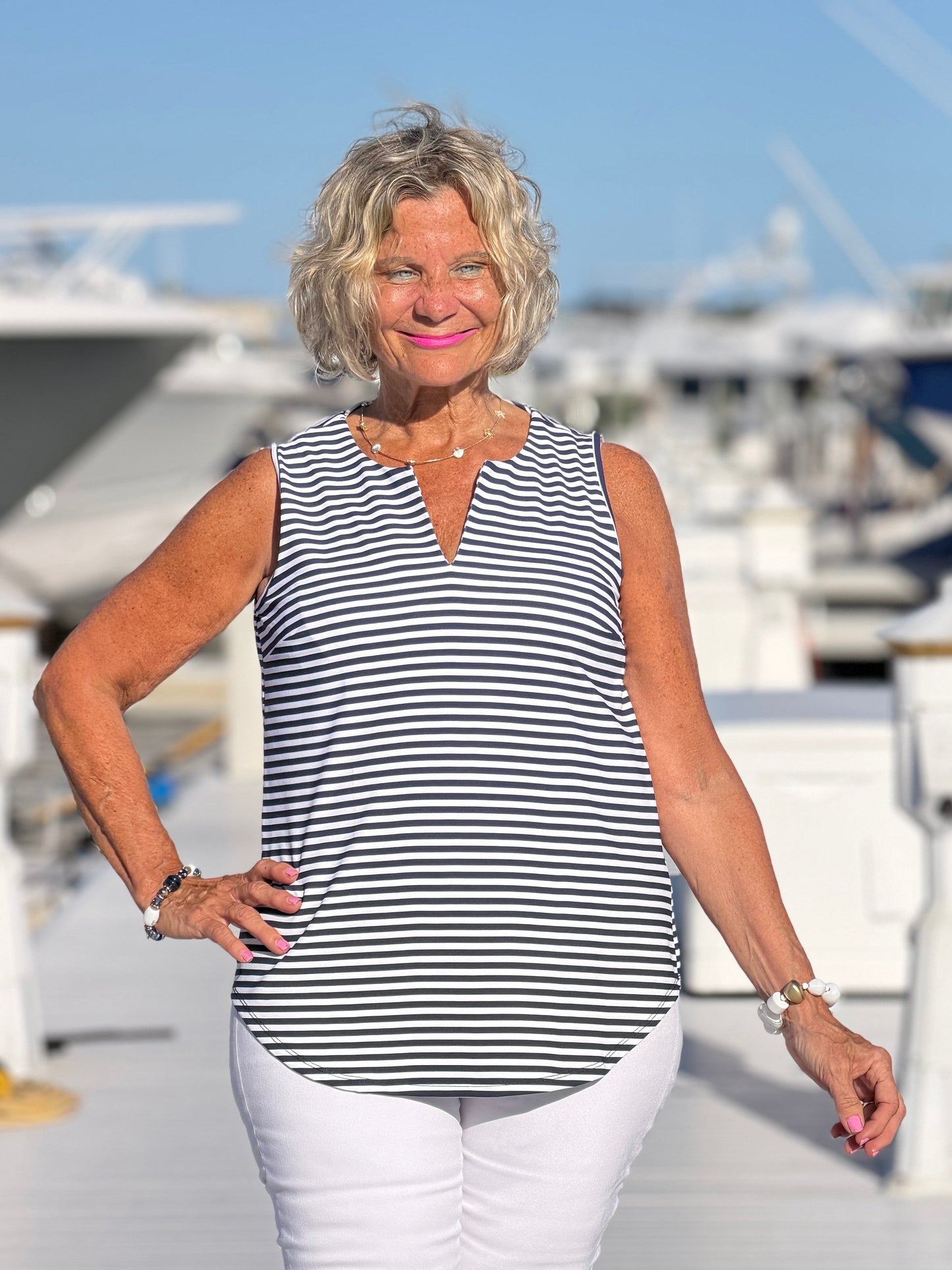 DOCKSIDE NAVY SLEEVELESS TOP
